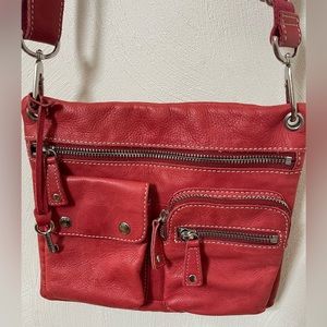 Fossil Sutter RED Leather Cross-body Handbag ZB2340 Great Quality!